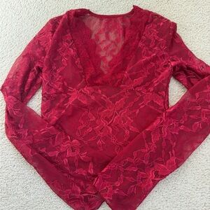 Zara Red Lace Blouse